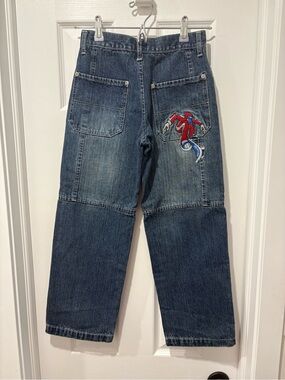 Y2K point zero jnco style kids boys size 7 jeans skater embroidered